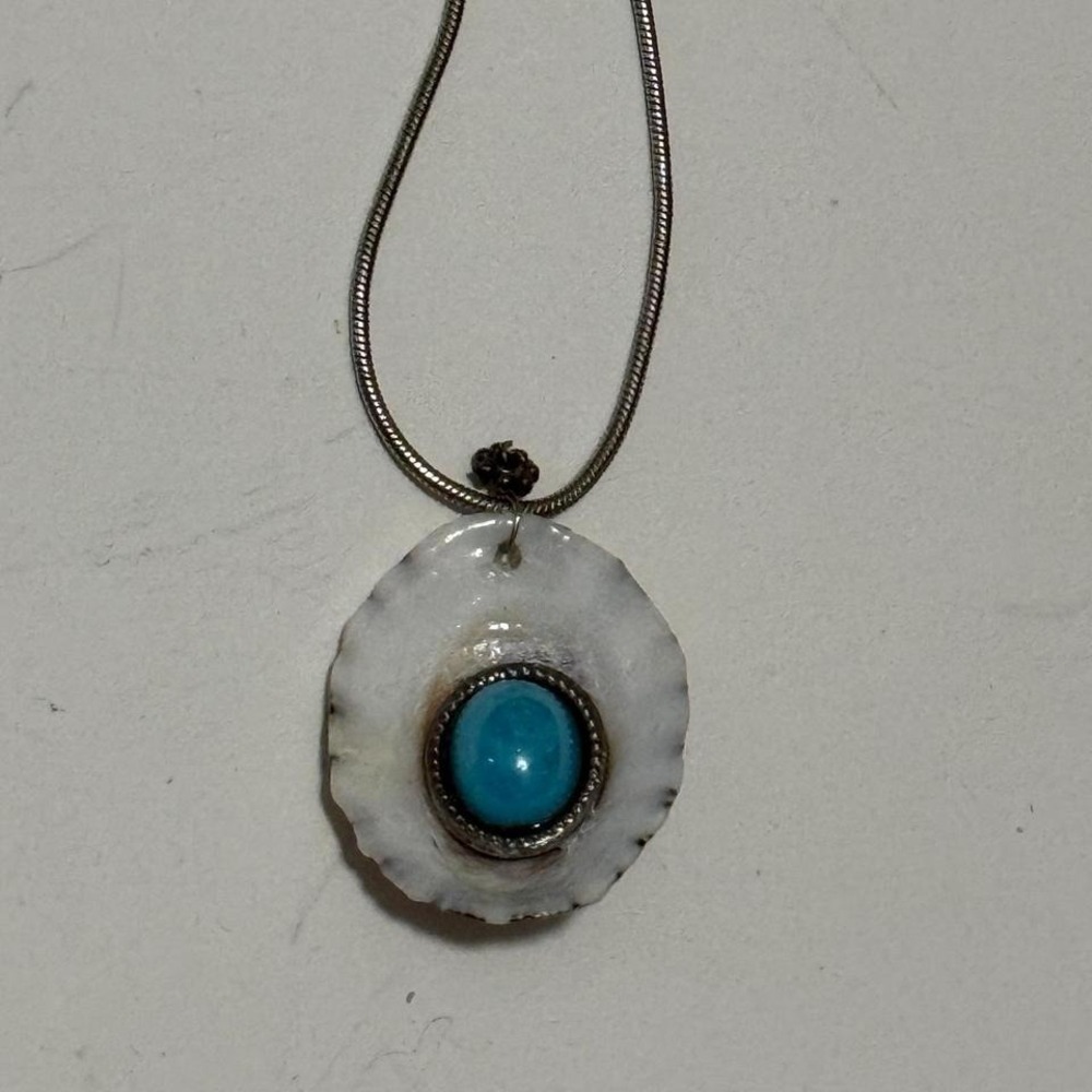 Seashell blue‎ jewelry natural beach handmade Necklace 19"